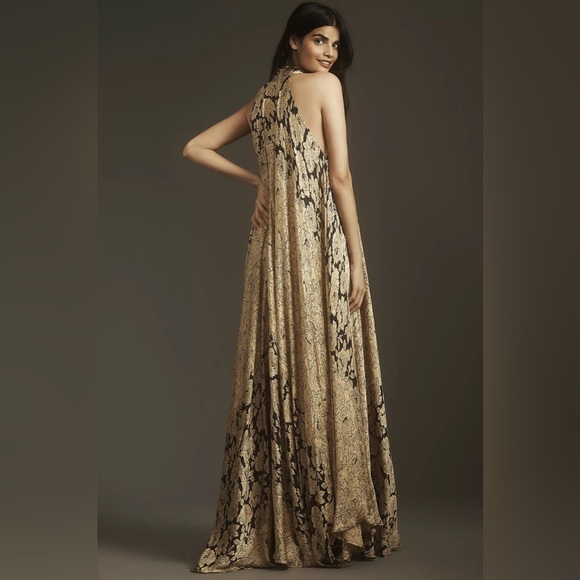 NWT Mes Demoiselles Rose Sama Floral Jacquard Halter Maxi Dress - Picture 4 of 8